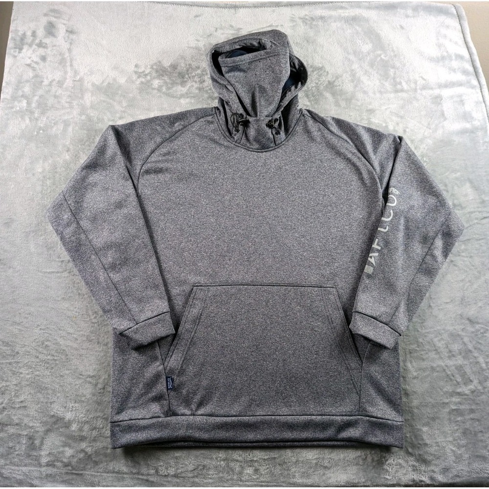AFTCO Reaper Hoodie Men XL Gray Sweatshirt Performance Fishing Outdoors Pullover